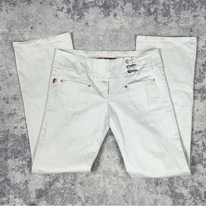 Hot Kiss White Pants Buckle Front Tab Straight Leg Y2K Sz 11